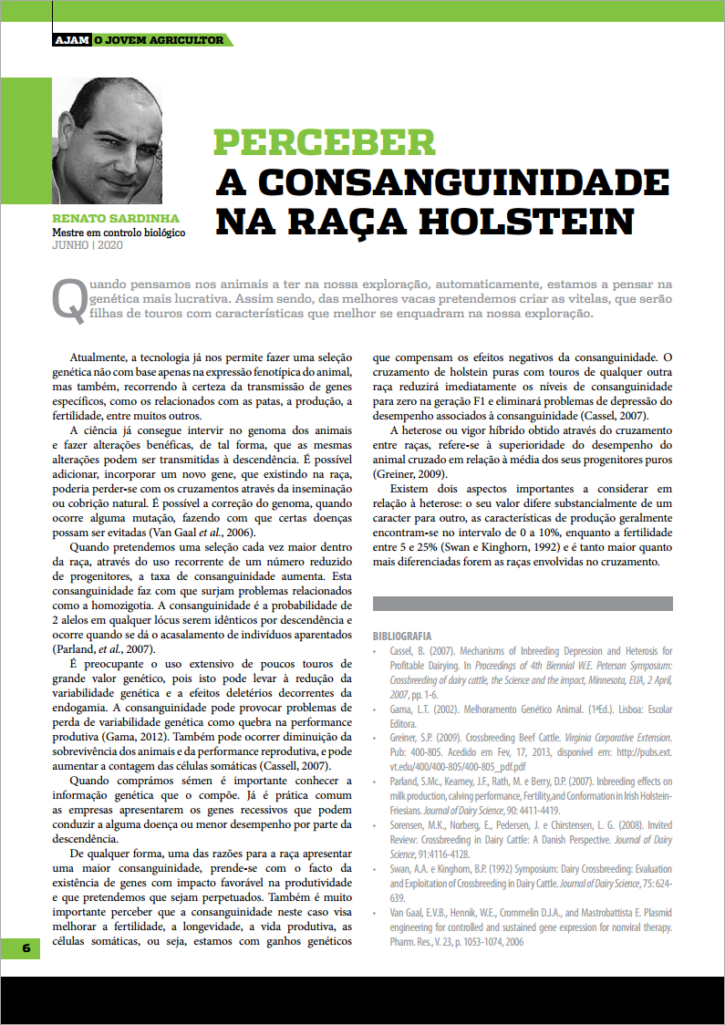 perceber a consanguinidade na raça holstein
